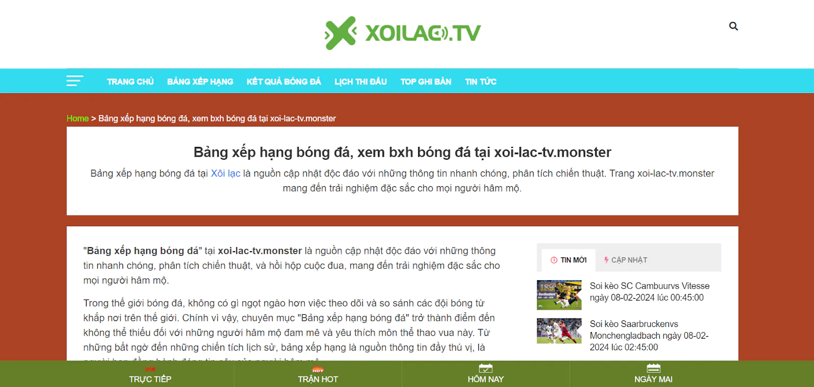 Xem bóng đá hay không lối thoát cùng trang web Xoilac